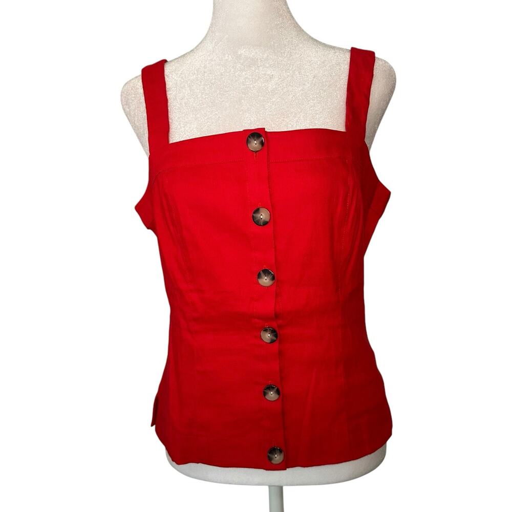 Antonio Melani red button front tank top size 6